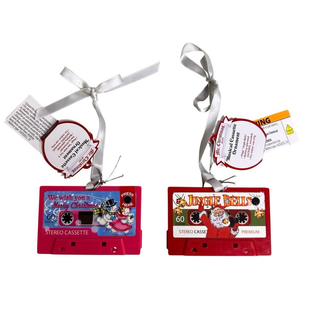 Mr. Christmas Musical Cassette Ornament Wish You A Merry Christmas Jingle Bells